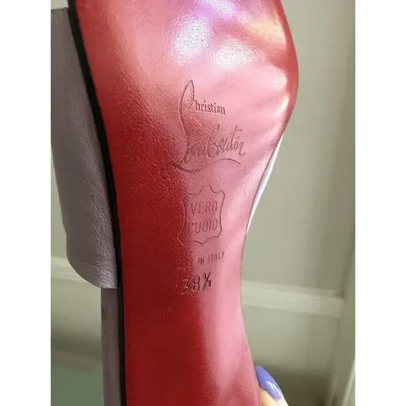 CHRISTIAN LOUBOUTIN Y2K 90s Vintage Kitten Heel Sandals Sz 38.6 Lavender Purple - Picture 6 of 9